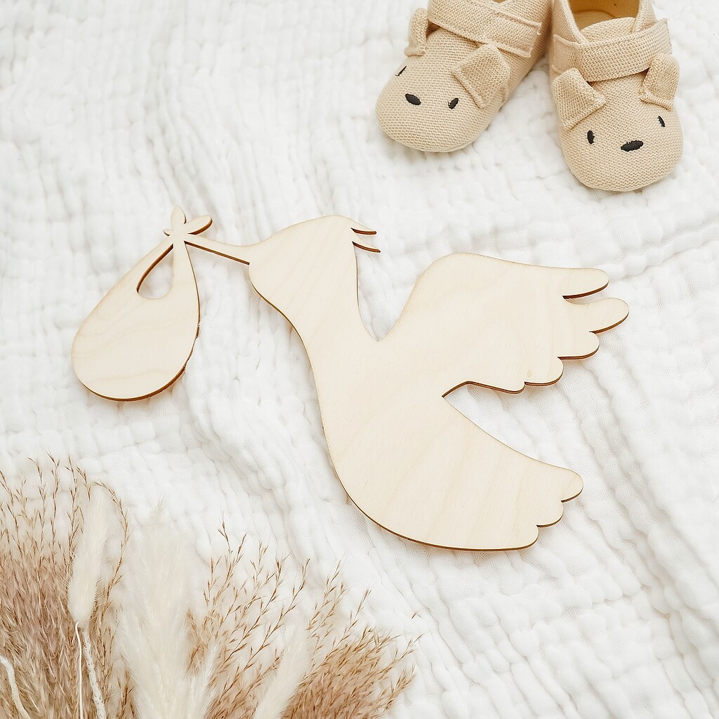 DIY Stork Cutout 1/4 inch Thick, Multiple Sizes, Pregnancy/Baby Announcement Decor | Woodpeckers