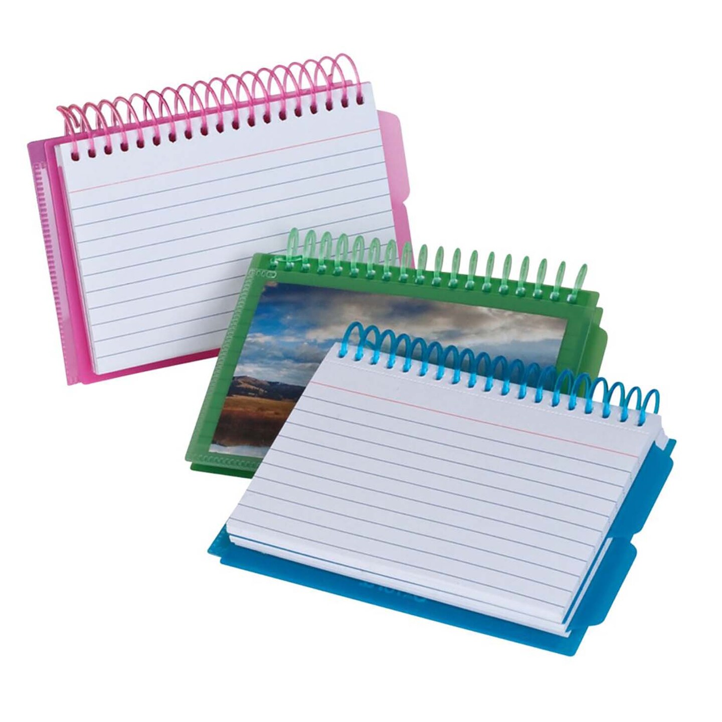 Spiral Index Cards with Poly Covers, 3&#x22; x 5&#x22;, Assorted