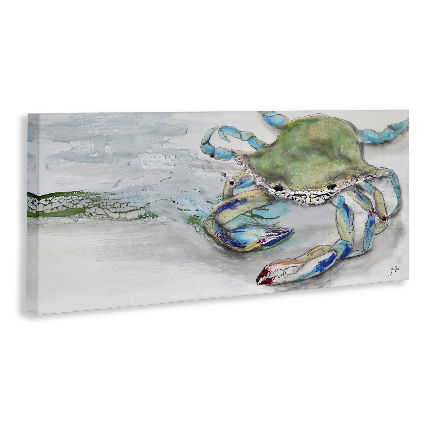 Stupell Industries Vivid Crab on Beach Shoreline Canvas Wall Art