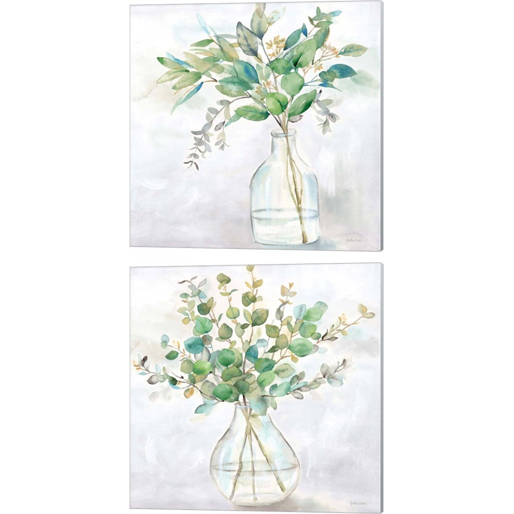 Eucalyptus Vase by Cynthia Coulter 14" x 14" Canvas Wall Art (Set of 2)