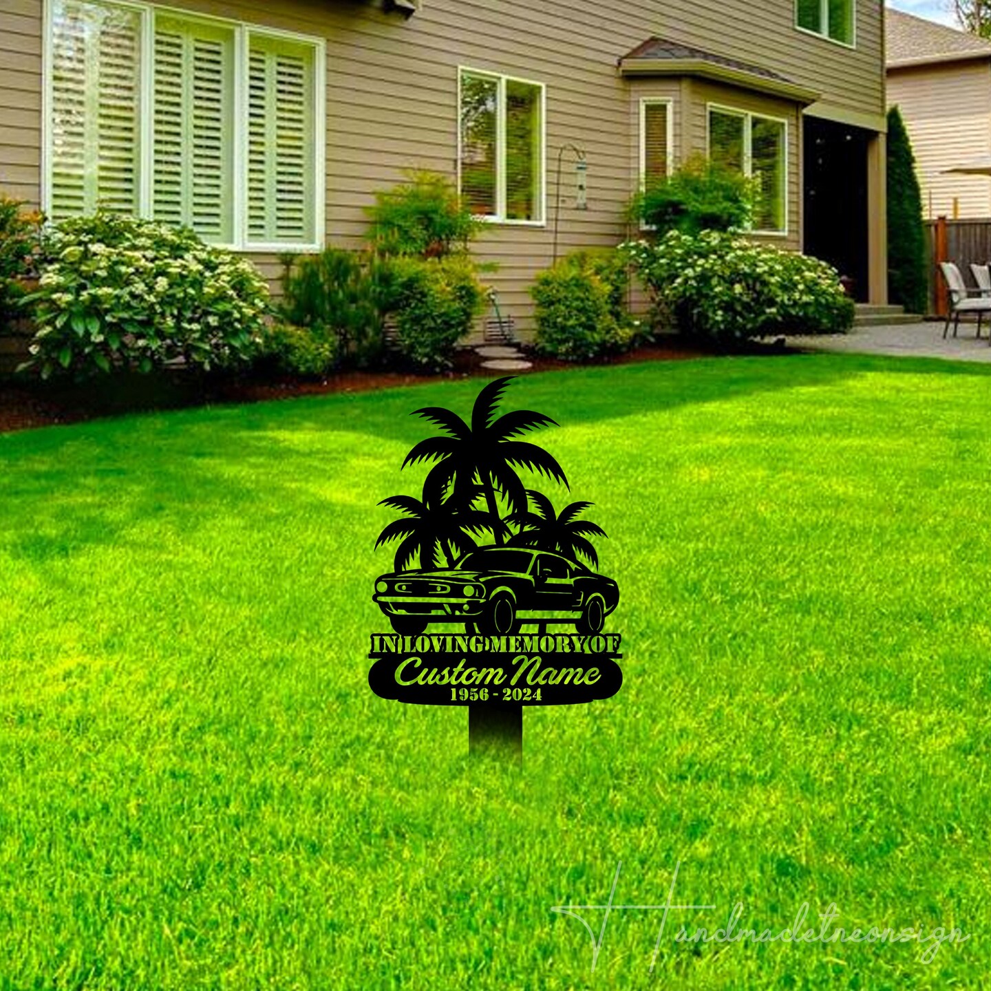 Custom Car Palm Tree Memorial Metal Stake, Palm Tree Metal Stake, Personalized Tree Outdoor Stake, Motorcross Yard Decor, Tree Garden Stake product 4