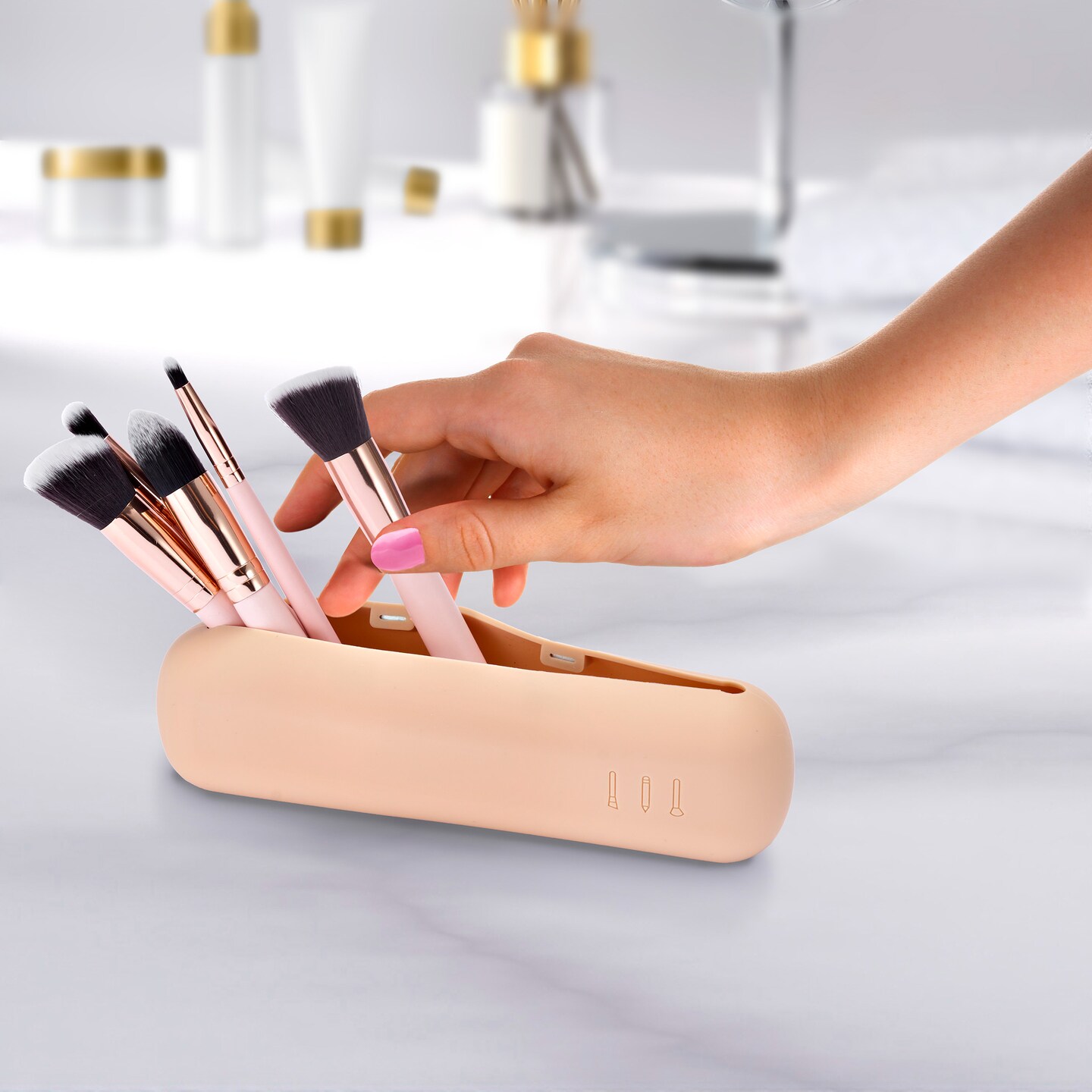 Sorbus Travel Cosmetic Makeup Brush Holder - Portable &#x26; Waterproof Silicone Organizer