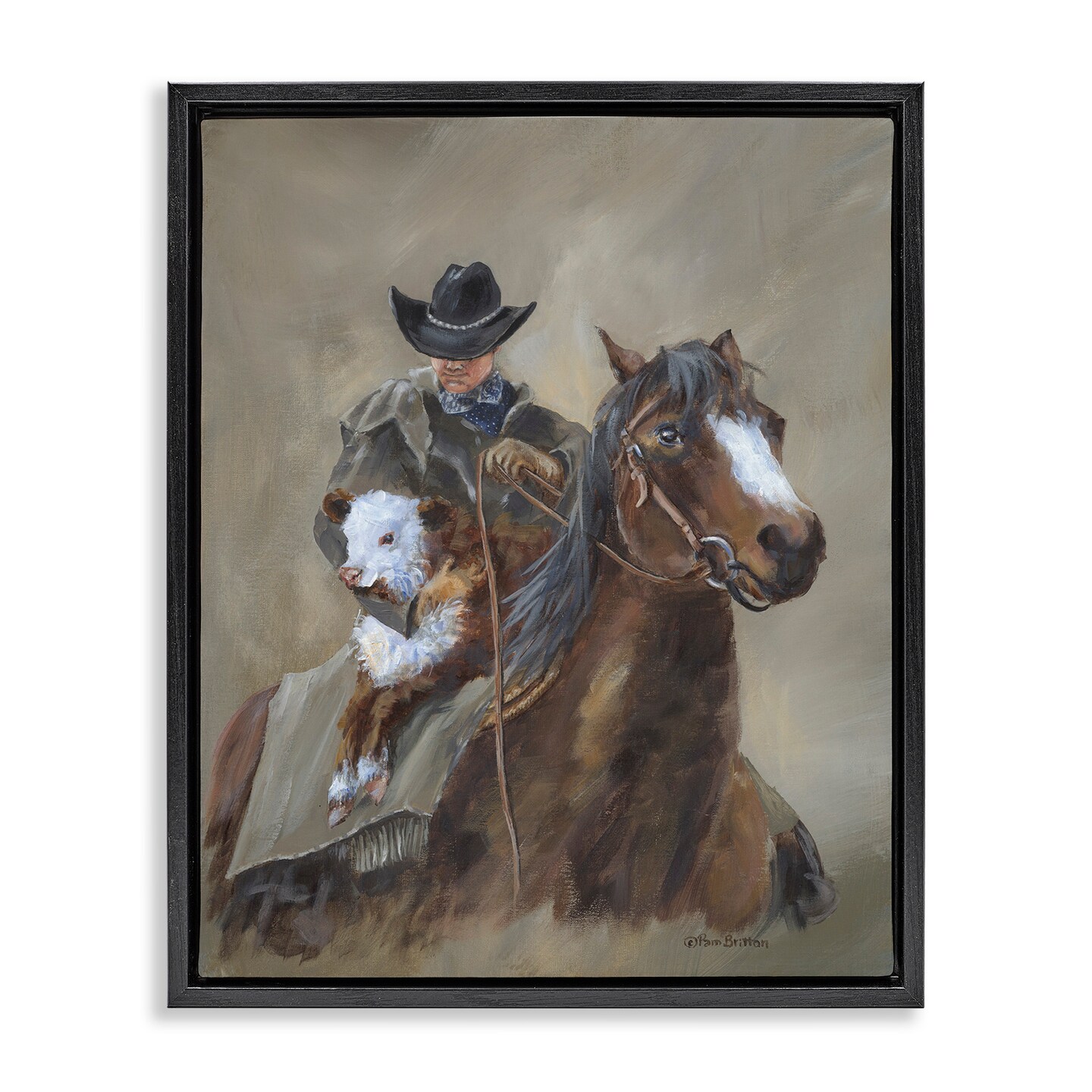 Stupell Industries Ranch Cowboy Western Horse Black Framed Floater Canvas Wall Art