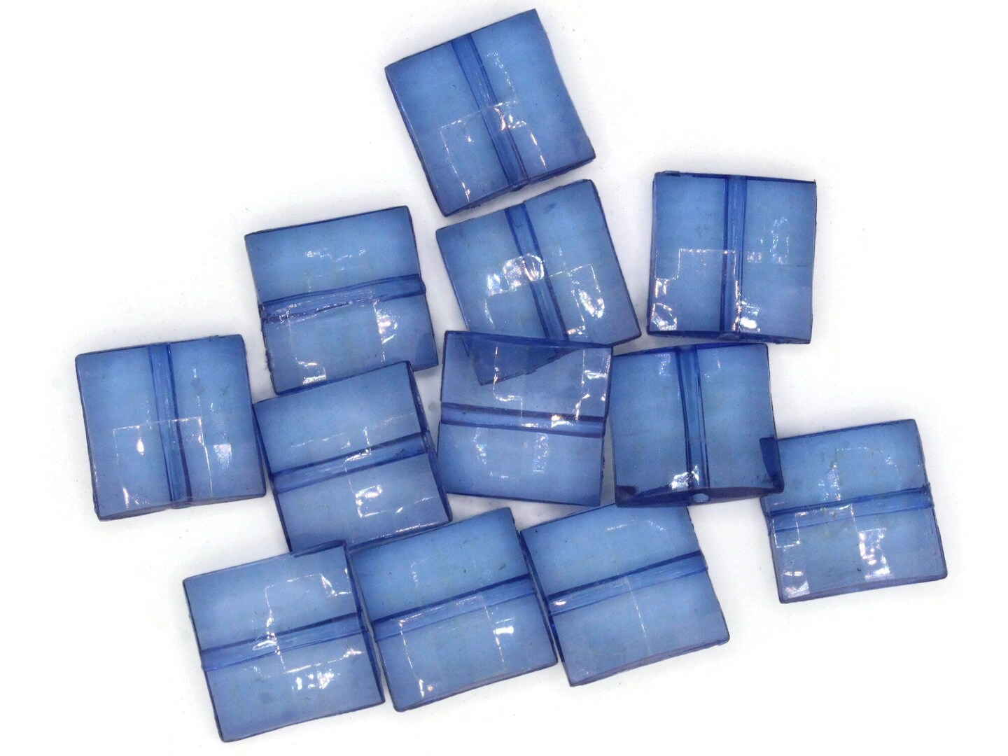 12 16mm Blue Acrylic Gems Faceted Square Jewel Beads