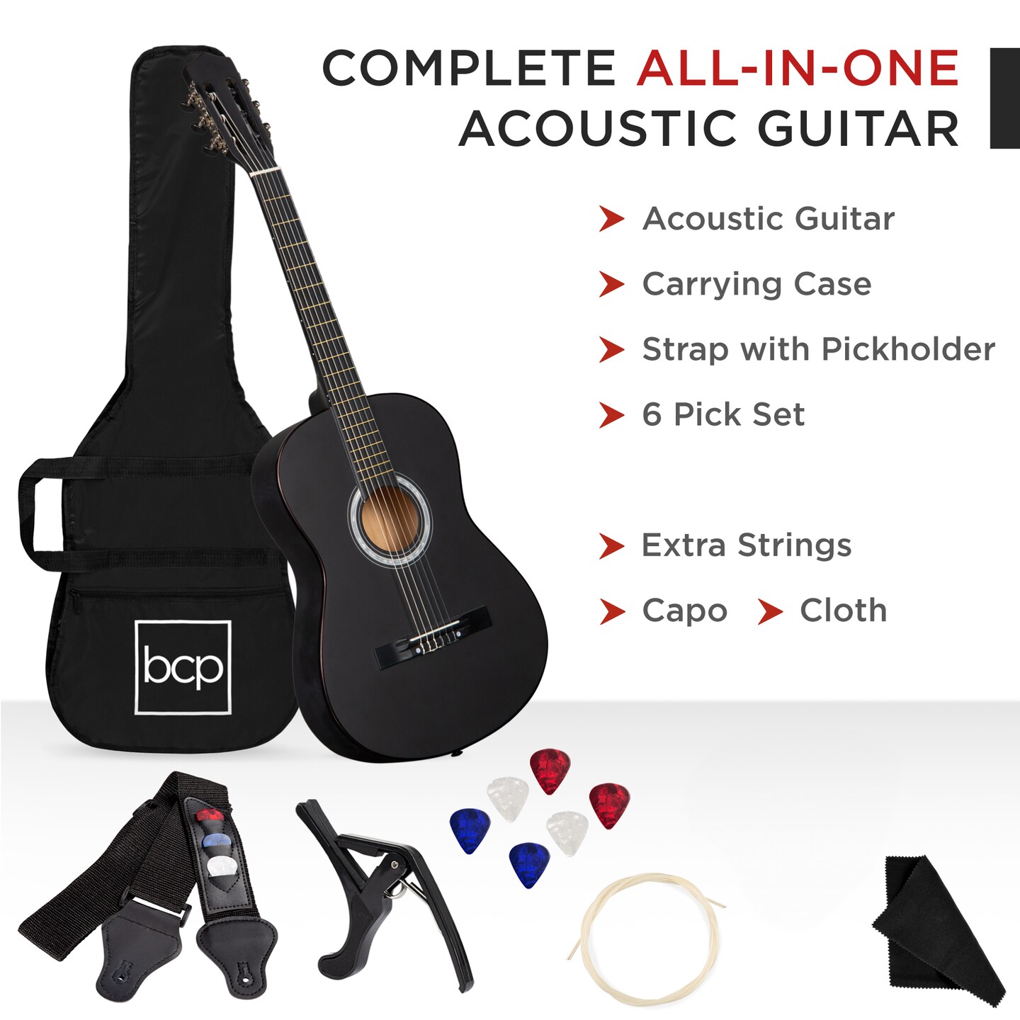 Best Choice Products 38in Beginner Acoustic Guitar Starter Kit w/ Gig Bag, Strap, Strings