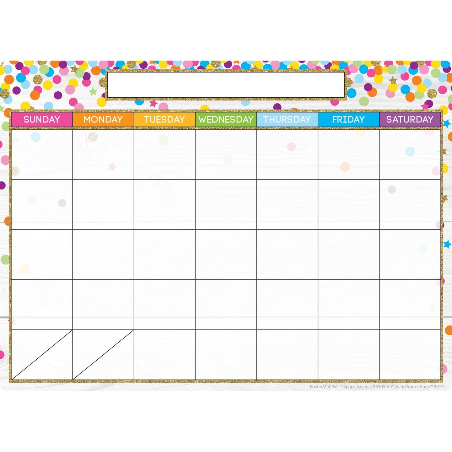 Smart Poly&#xAE; Single Sided PosterMat Pals&#xAE; Space Savers, Calendar Confetti Style, 13&#x22; x 9.5&#x22;