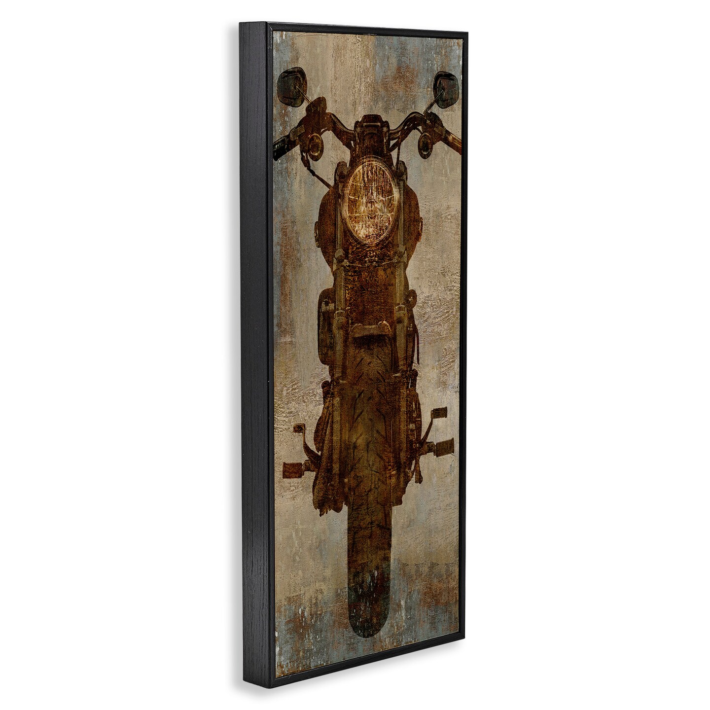 Stupell Industries Motorcycle Silhouette Rustic Pattern Framed Giclee Art