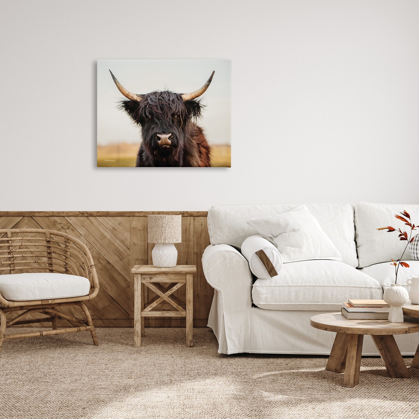 Stupell Industries Black Highland Cow Portrait Canvas Wall Art