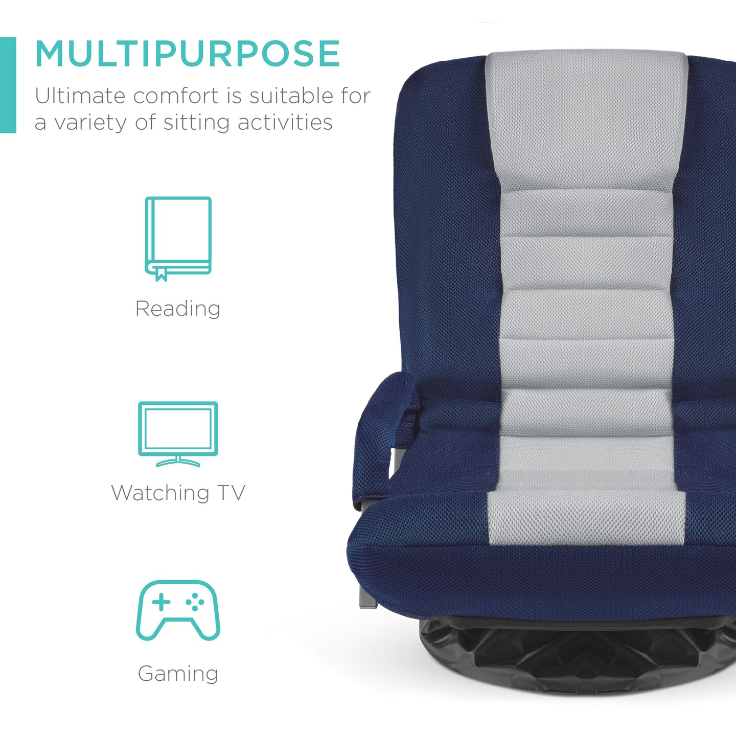 Best Choice Products 360-Degree Swivel Gaming Floor Chair w/ Armrest Handles, Foldable Adjustable Back