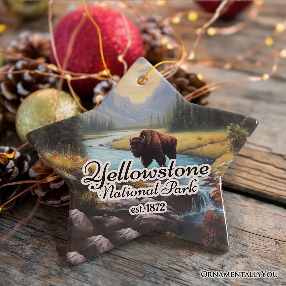 Artistic Yellowstone National Park Christmas Ornament, Gift for Nature Lovers