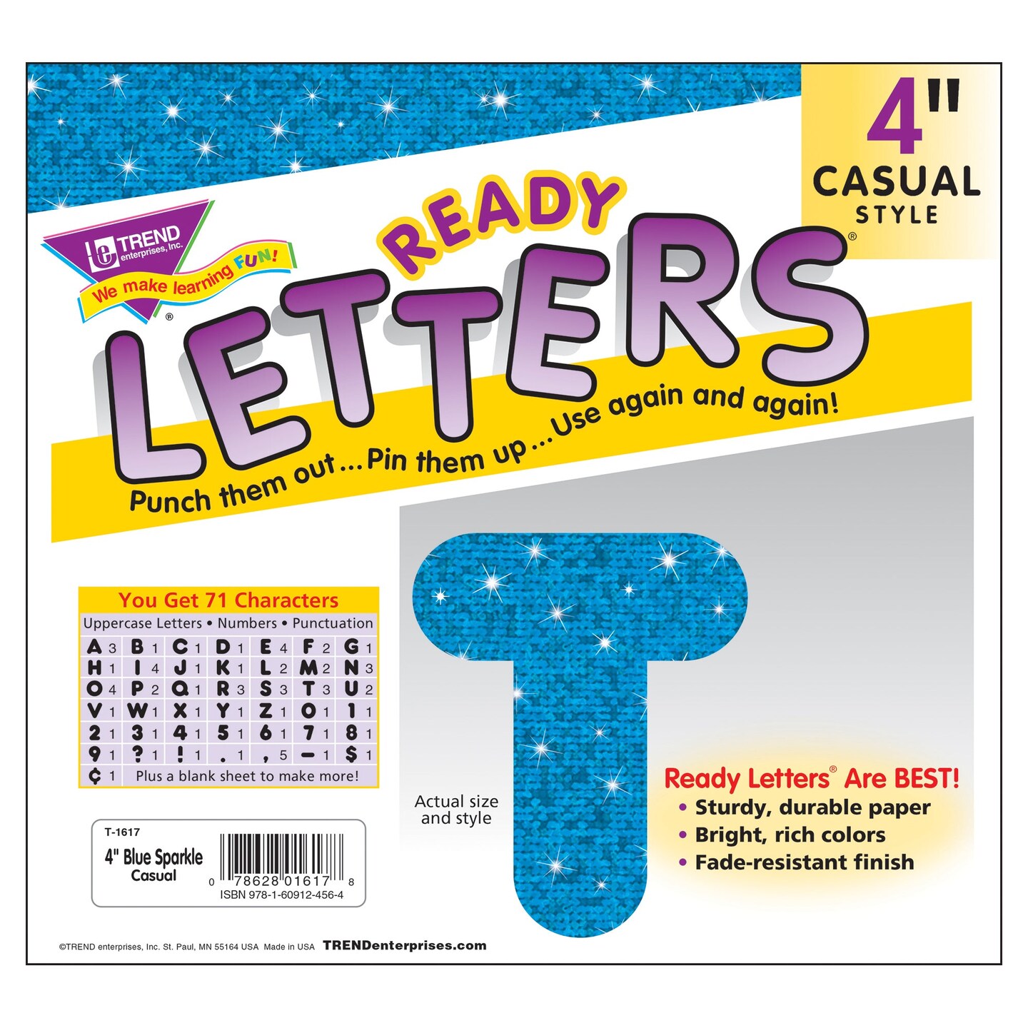 Blue Sparkle 4&#x22; Casual UC Ready Letters&#xAE;