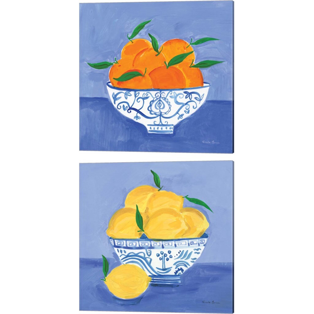 Orange & Lemon Still Life by Farida Zaman 14" x 14" Canvas Wall Art (Set of 2)