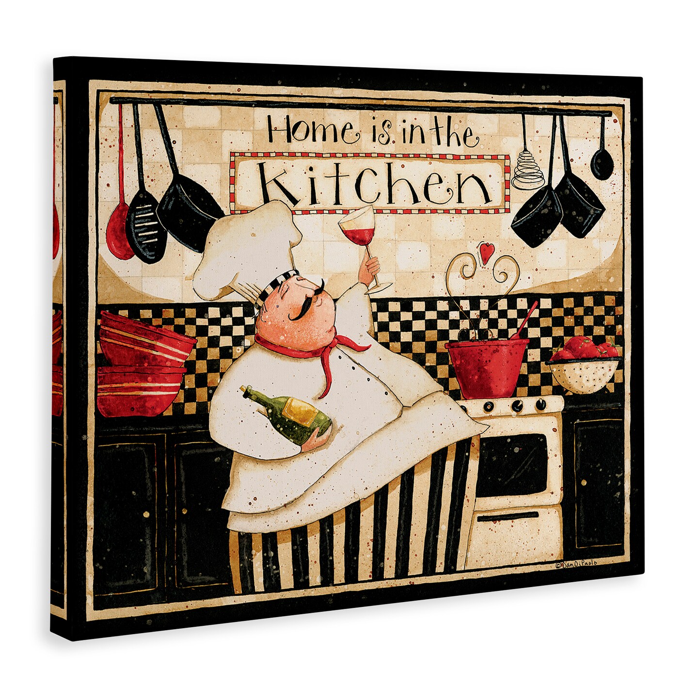 Stupell Industries Happy Chef Kitchen Phrase Canvas Wall Art