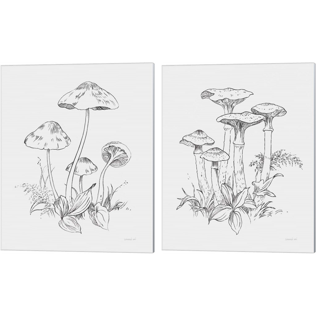 Natures Sketchbook Bold Light Gray by Danhui Nai 12&#x22; x 15&#x22; Canvas Wall Art (Set of 2)