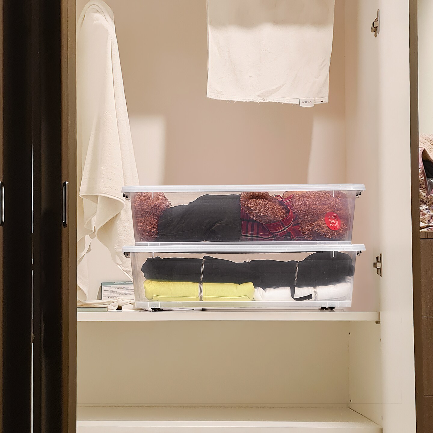 Sorbus 2 Pack 40qt Clear Underbed Stackable Storage Bins with Lids and Handles - Versatile storage for Clothing, Bedding, and More