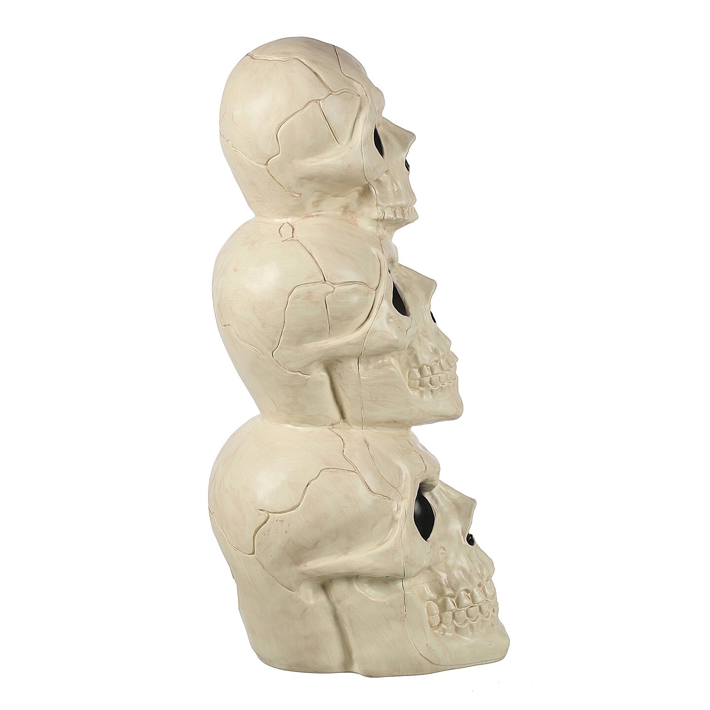 BOO BOX Stacked Skulls with LED Eyes and Sound, 27.5" Scary Skeleton Halloween Decoration for Home, Porch, or Yard Indoor Outdoor