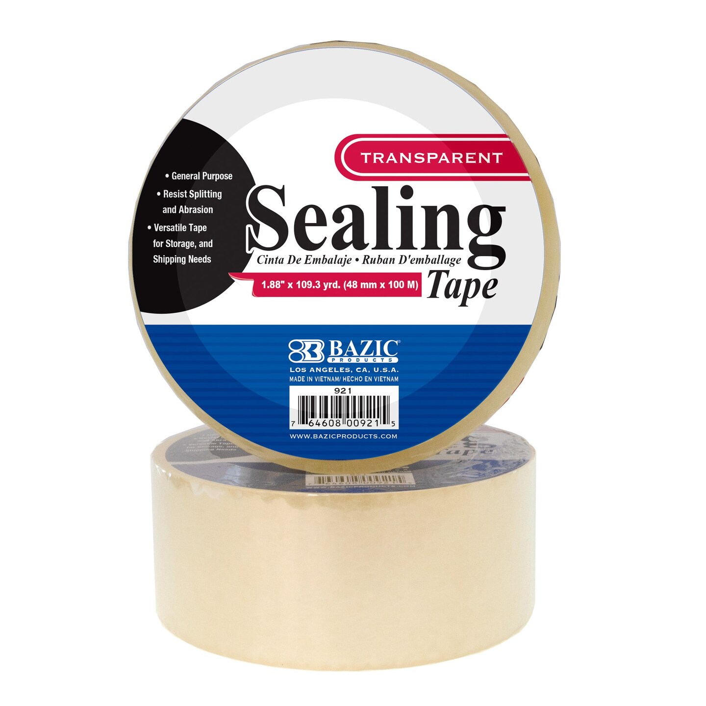 Clear Packaging Tape, 1.88&#x22; x 109.3 Yards, 1 Roll