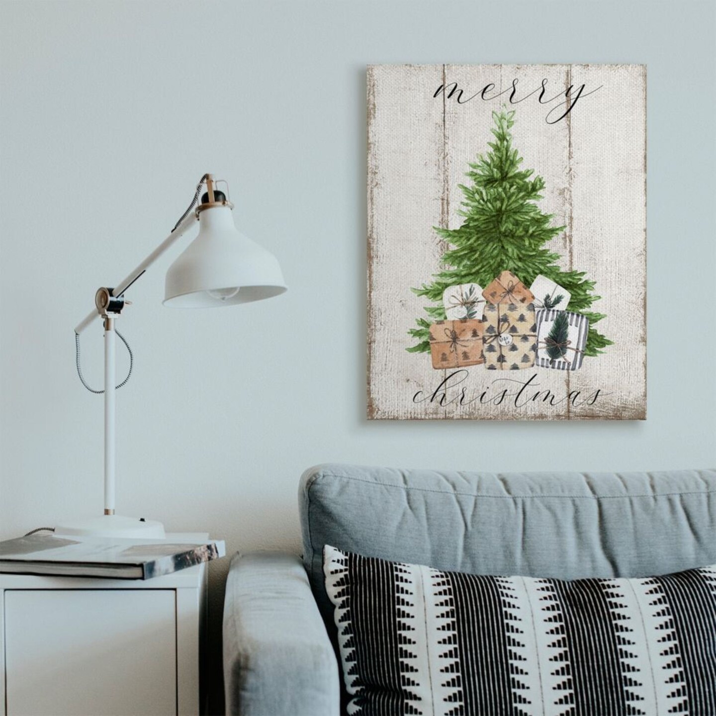 Stupell Industries Rustic Distressed Christmas Tree Canvas Wall Art