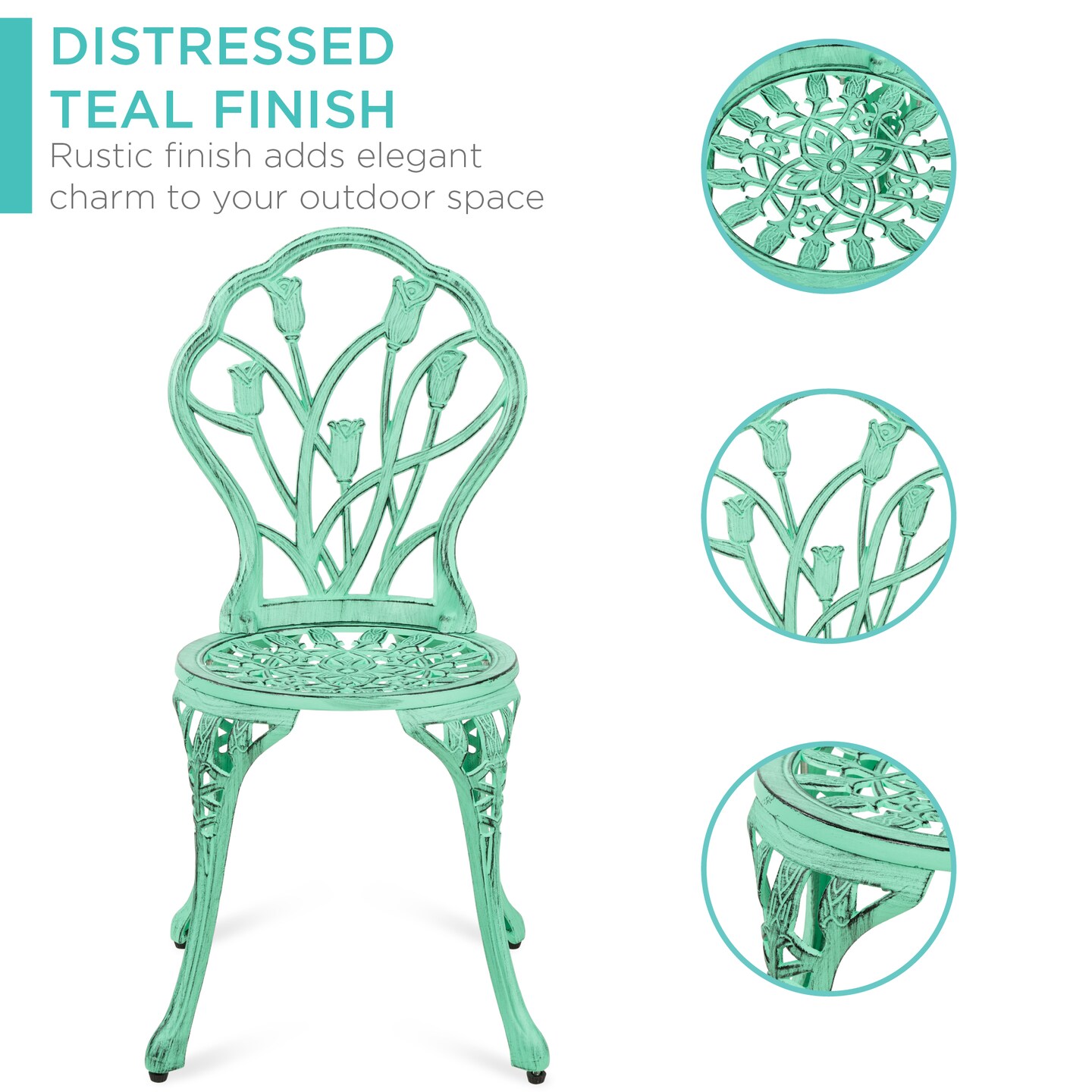 Best Choice Products 3-Piece Cast Aluminum Patio Bistro Furniture Set w/ Antique Finish