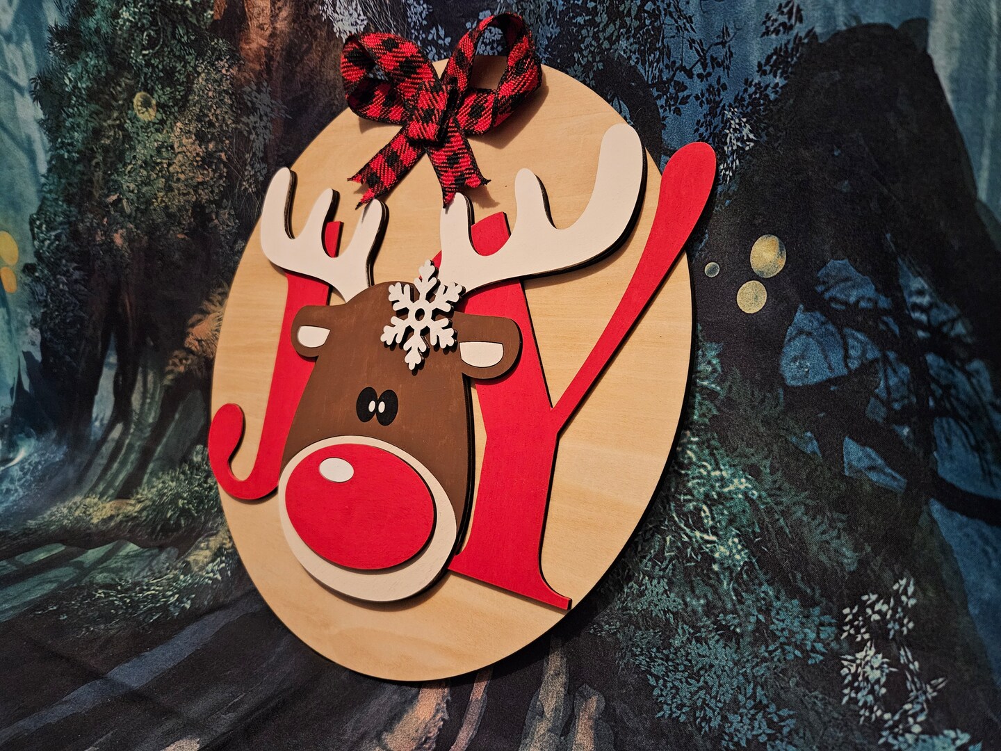 Christmas Wood offers Round Door Hanger- Rudolph Merry Christmas Door Hanger