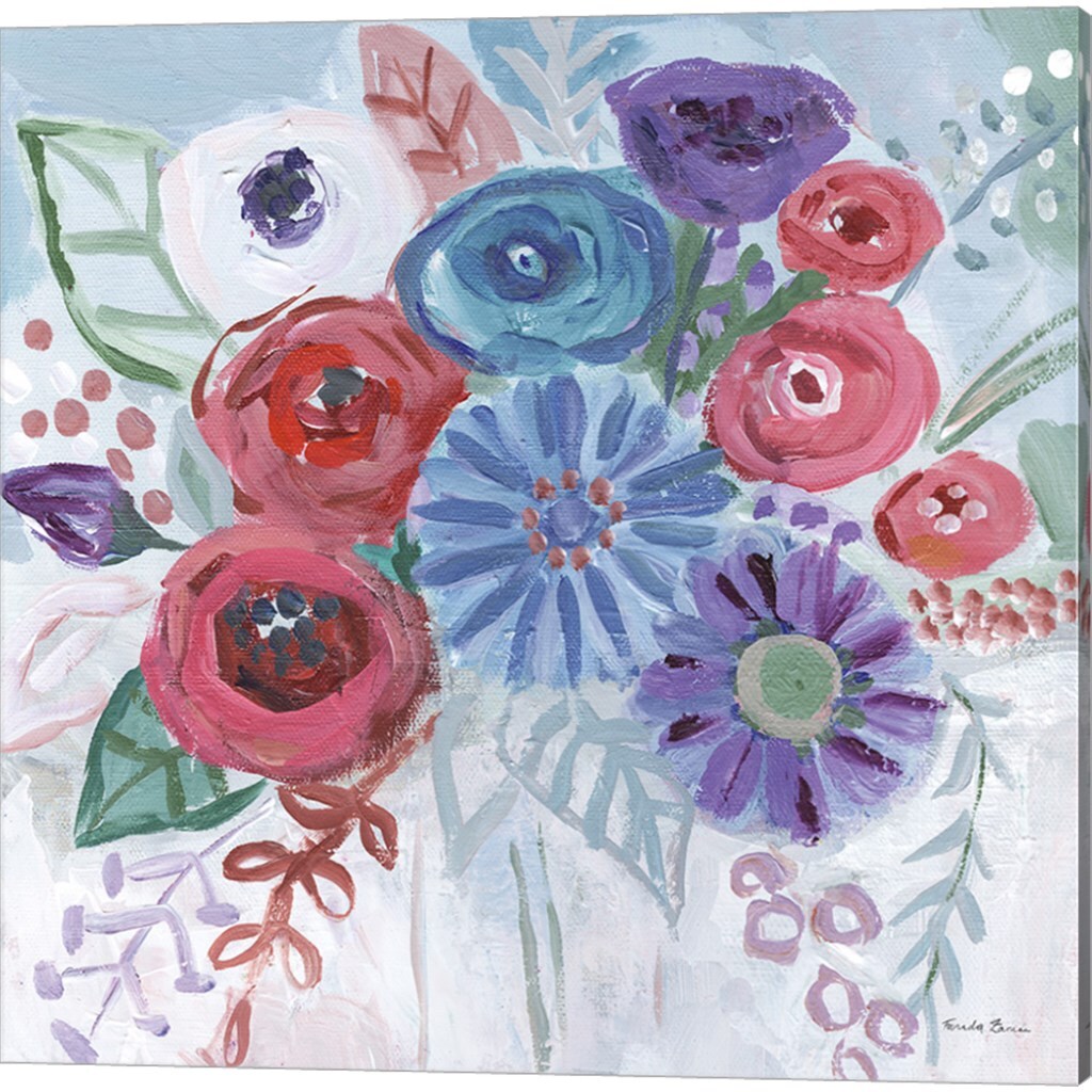 Floral Jewels by Farida Zaman 14&#x22; x 14&#x22; Canvas Wall Art (Set of 2)