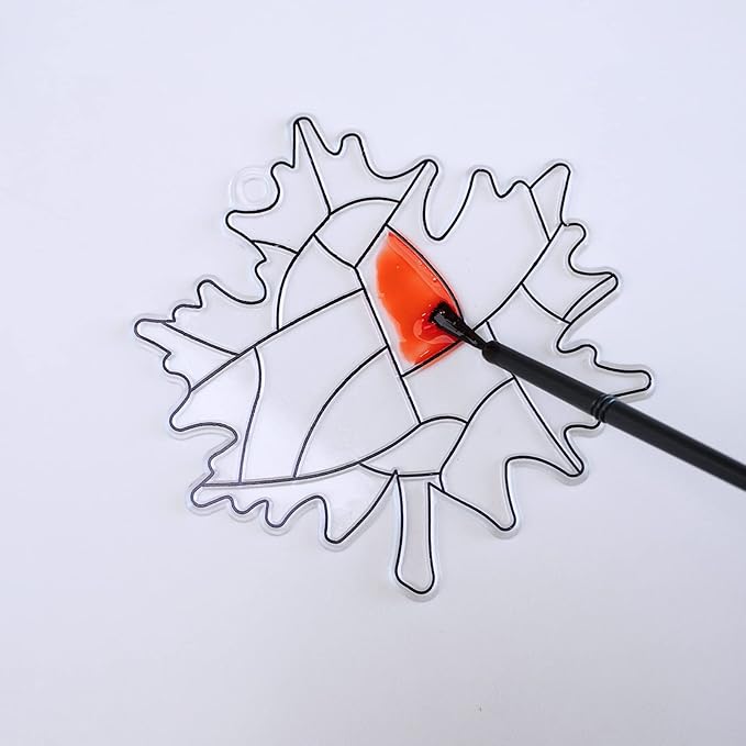 27 sets of fall leaf suncatchers, ornaments, and decorations DIY Window Paint Art Suncatcher Craft Kits Autumn Maple Leaf Suncatchers for Kids&#x27; Classrooms Thanksgiving Harvest Party Activity: Art Project
