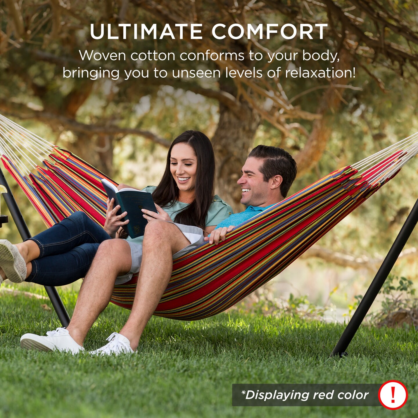 Best Choice Products 2-Person Brazilian-Style Cotton Double Hammock with Stand Set w/ Carrying Bag