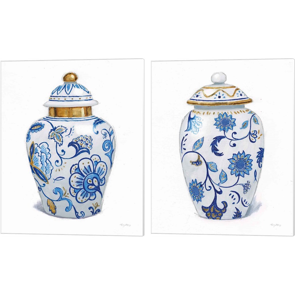 Flora Chinoiserie C by Emily Adams 12" x 15" Canvas Wall Art (Set of 2)