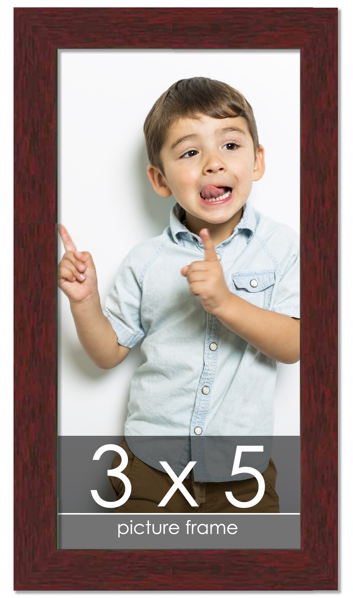 3x5 Solid Wood Picture Frame with UV-Resistant Acrylic & Acid-Free Backing, Available in 6 Finishes: Matte Black, Matte White, Metallic Bronze, Silver, Natural Wood Grain & Mahogany