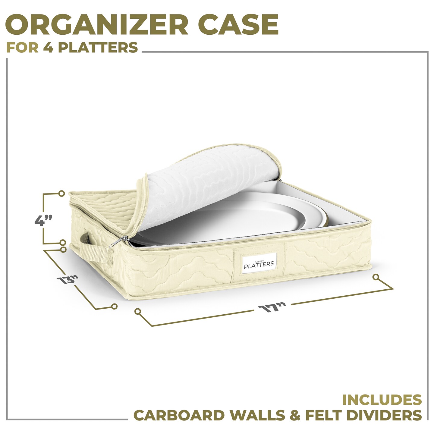 Sorbus China Platter Storage Containers - Serving Platter Storage Containers with Handles & Felt Dividers for Packing Dishes