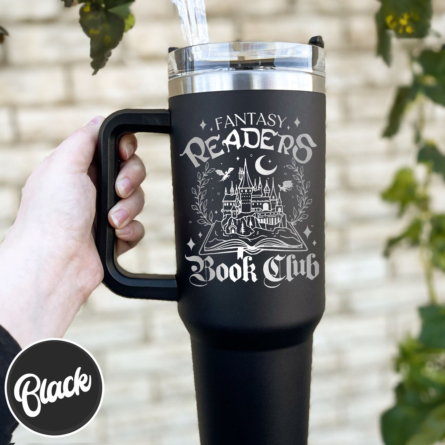 40oz Fantasy Book Club Tumbler | Custom Laser Engraved Dragon