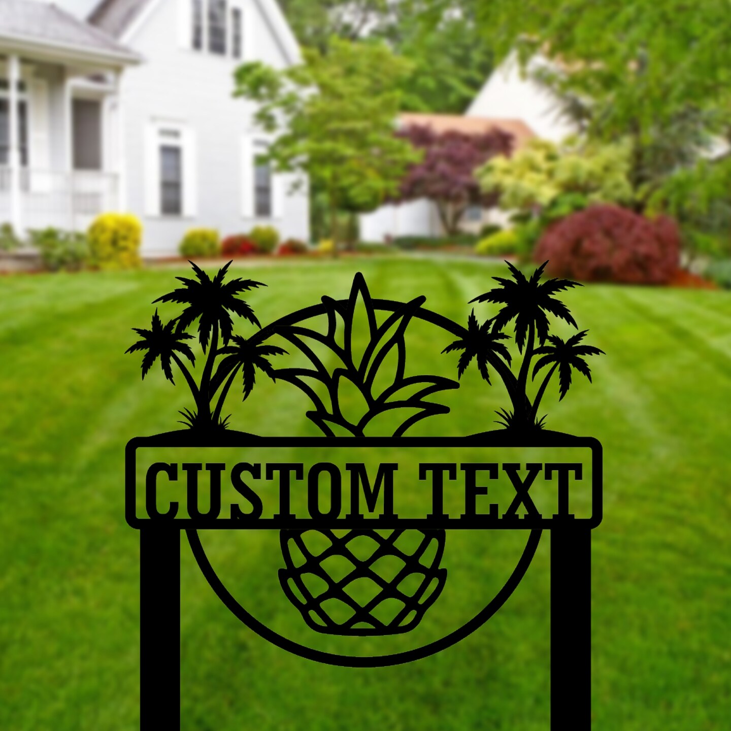 Custom Tropical Garden Stake, Garden Metal Stake, Personalized Garden Outdoor Stake, Green Tree Garden Stake, Garden Decoration Yard Stake product 5