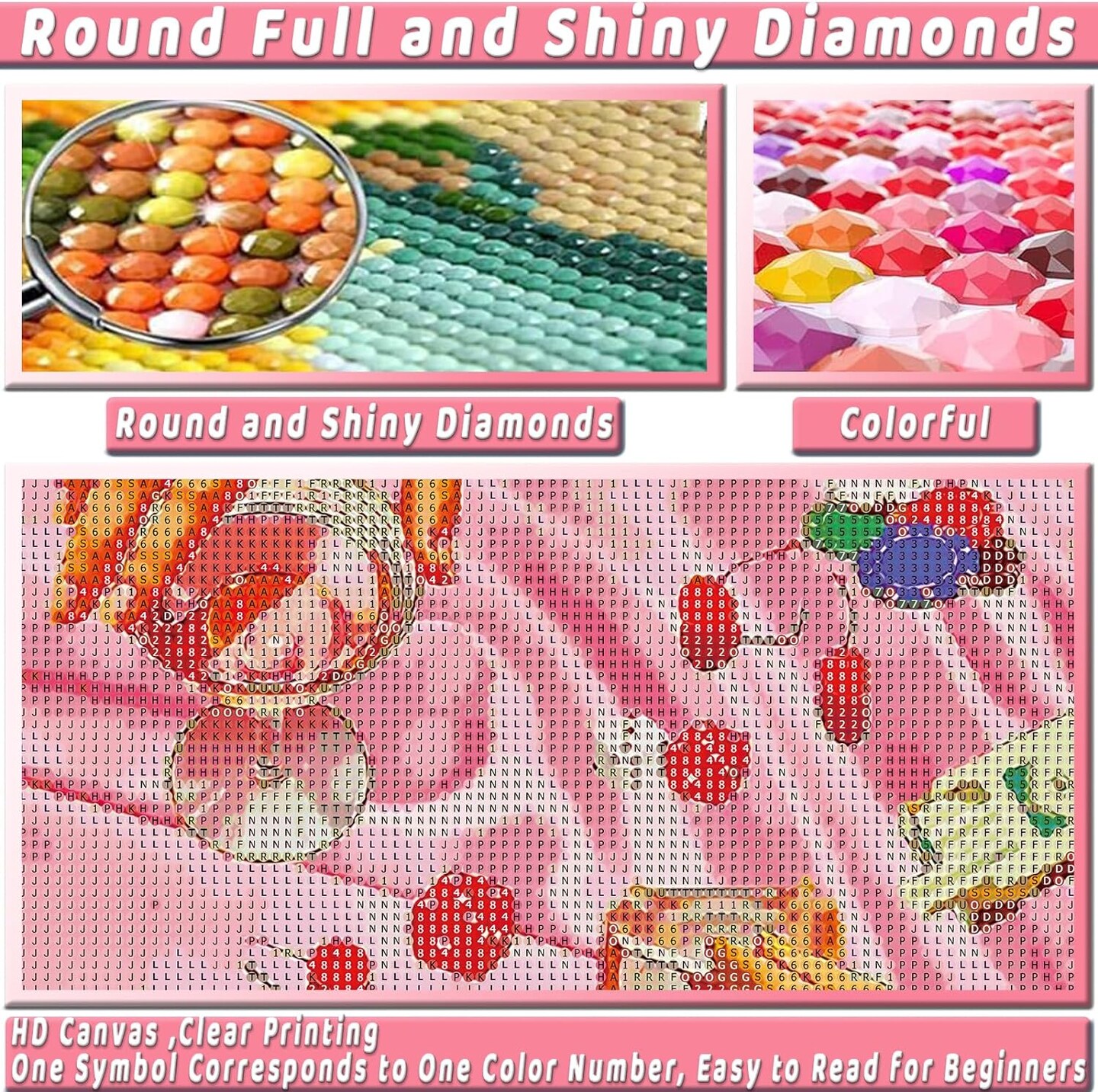 Pink Modern Diamond Painting Kits, 5D Diamond Painting Kits for Adults, Diamond Art Diamond Dots Round Full Drill Diamonds Diamond Art Kits Crafts for Wall Decor and Gifts (12x16in)