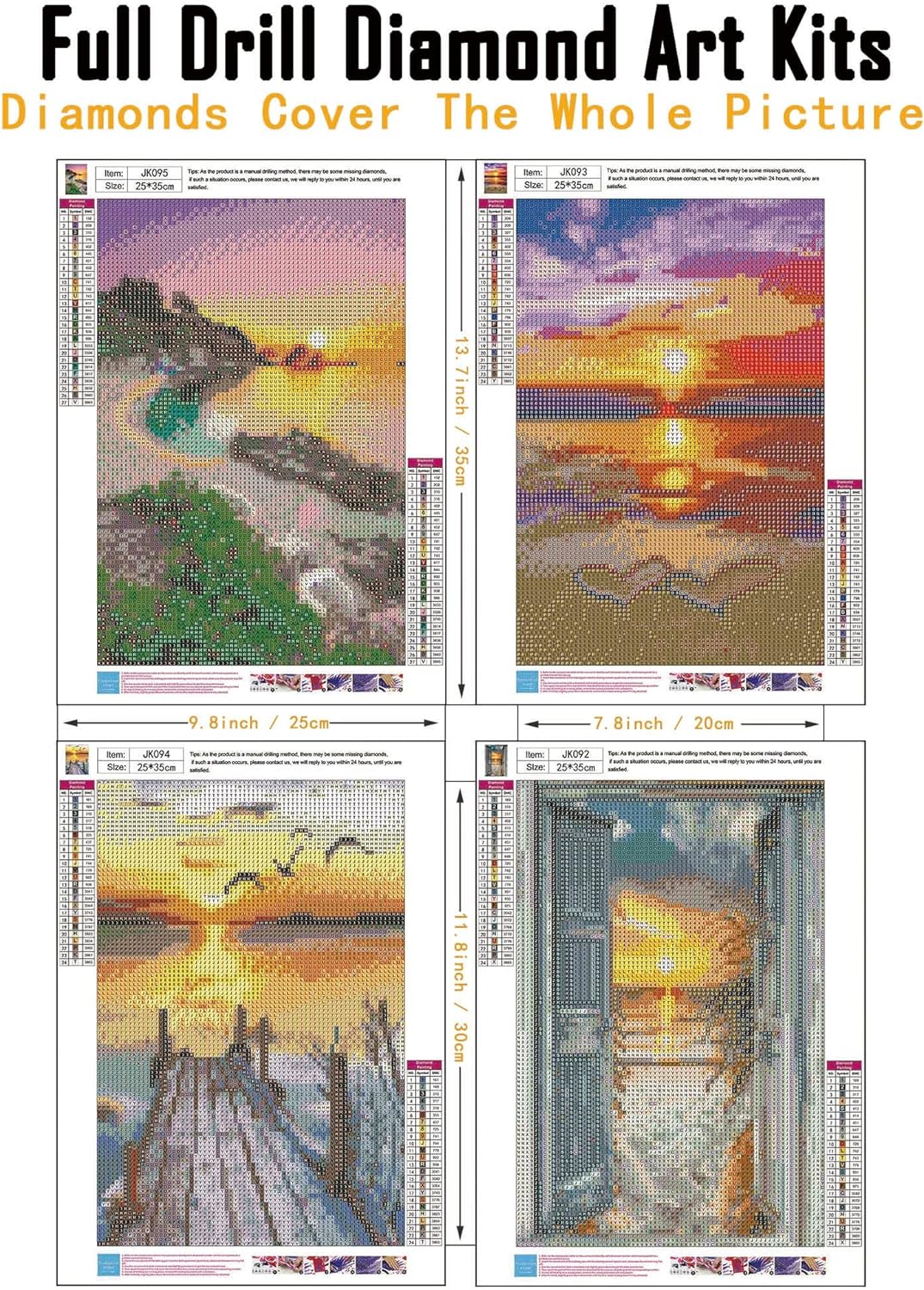 4 Pack Diamond Painting Kits for Adults Beginners,DIY 5D Beach Landscape Diamond Art Kits,Round Full Drill Seaside Sunset Scenery Gem Art Kit,Home Wall Decor 9.8 x 13.8 inches