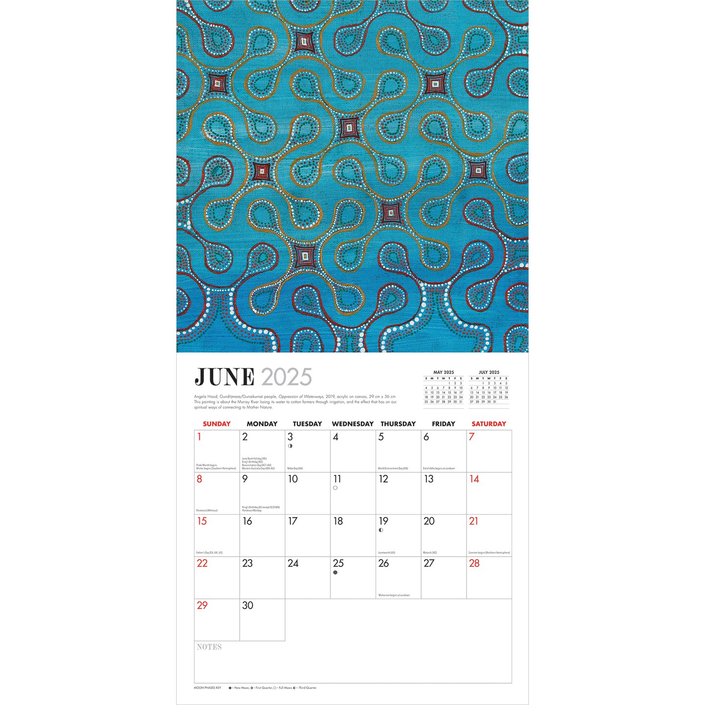 Aboriginal Art | 2025 12 x 24 Inch Monthly Square Wall Calendar | BrownTrout | Paintings Australia Indigenous
