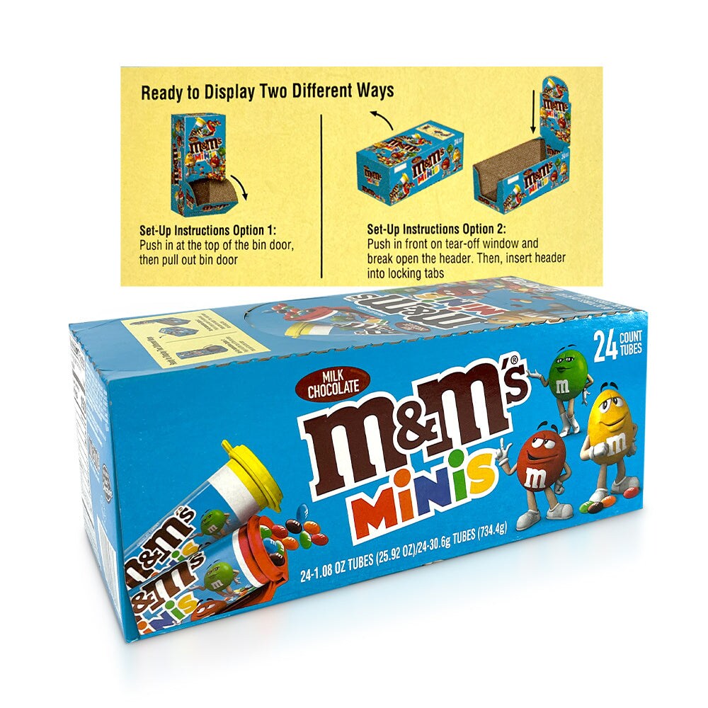M&#x26;M Milk Choc Mini Tubes 24Ct