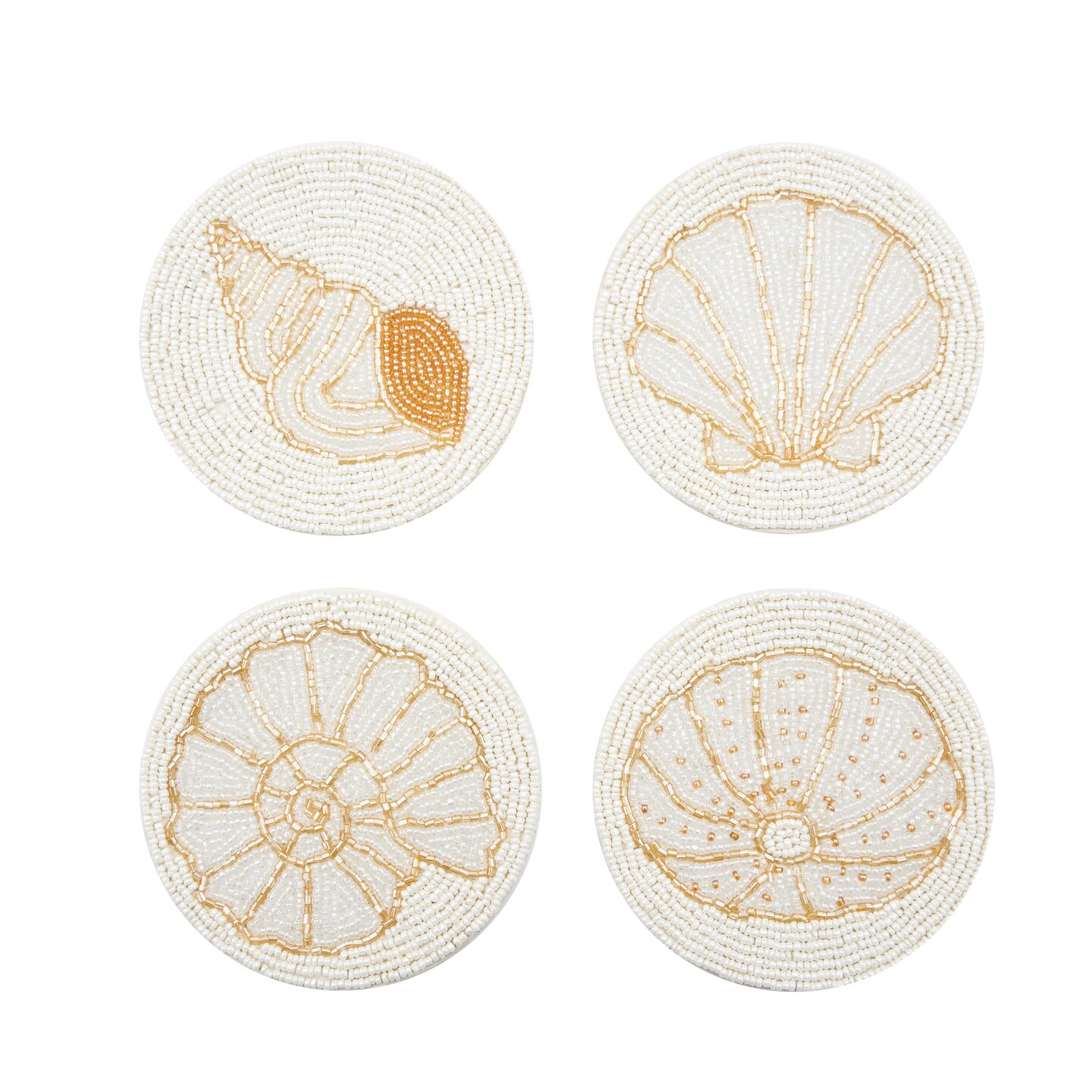 Beaded Shell Coasters S/4