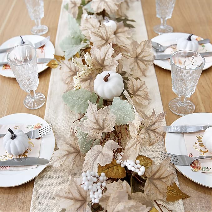 Fall Decor - Fall Garland - 6Ft Autumn Maples Leaf Pumpkin Berry Garland for Thanksgiving. Halloween Mantle Fireplace Farmhouse Harvest Decorations for Home: Outdoor, Indoor, and Porch