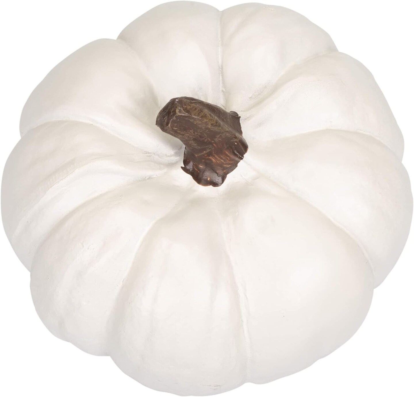 Classic White 6&#x22; Resin Harvest Decorative Pumpkin