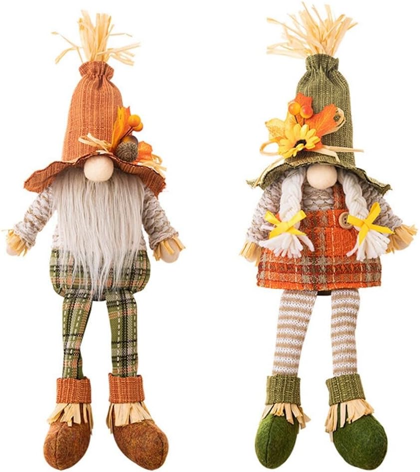 Set of 2 Fall Thanksgiving Gnomes Plush Long Leg Dwarf Dolls Ornament ...
