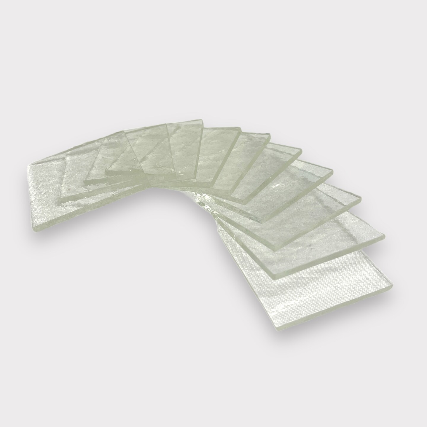 COE 96: 2&#x22; Square Clear Fusible Glass - 10 Pieces