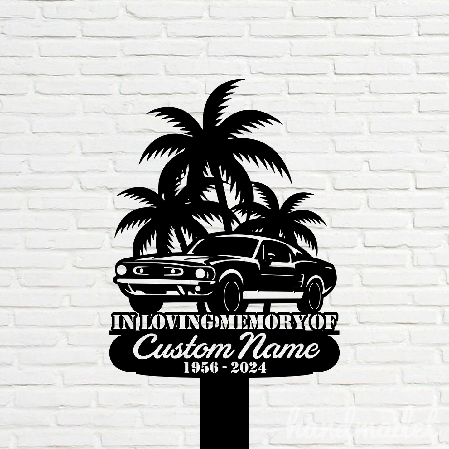 Custom Car Palm Tree Memorial Metal Stake, Palm Tree Metal Stake, Personalized Tree Outdoor Stake, Motorcross Yard Decor, Tree Garden Stake product 7