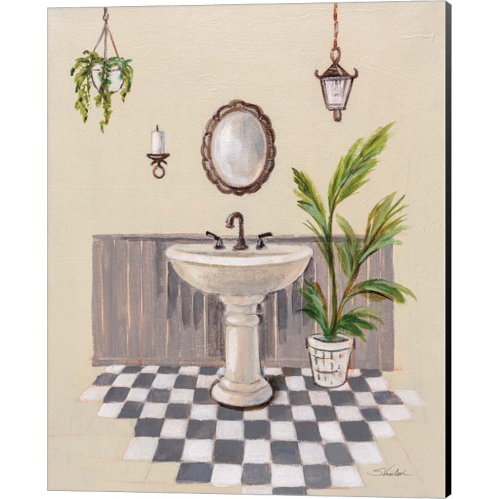 Gray Cottage Bathroom by Silvia Vassileva 12&#x22; x 15&#x22; Canvas Wall Art (Set of 2)