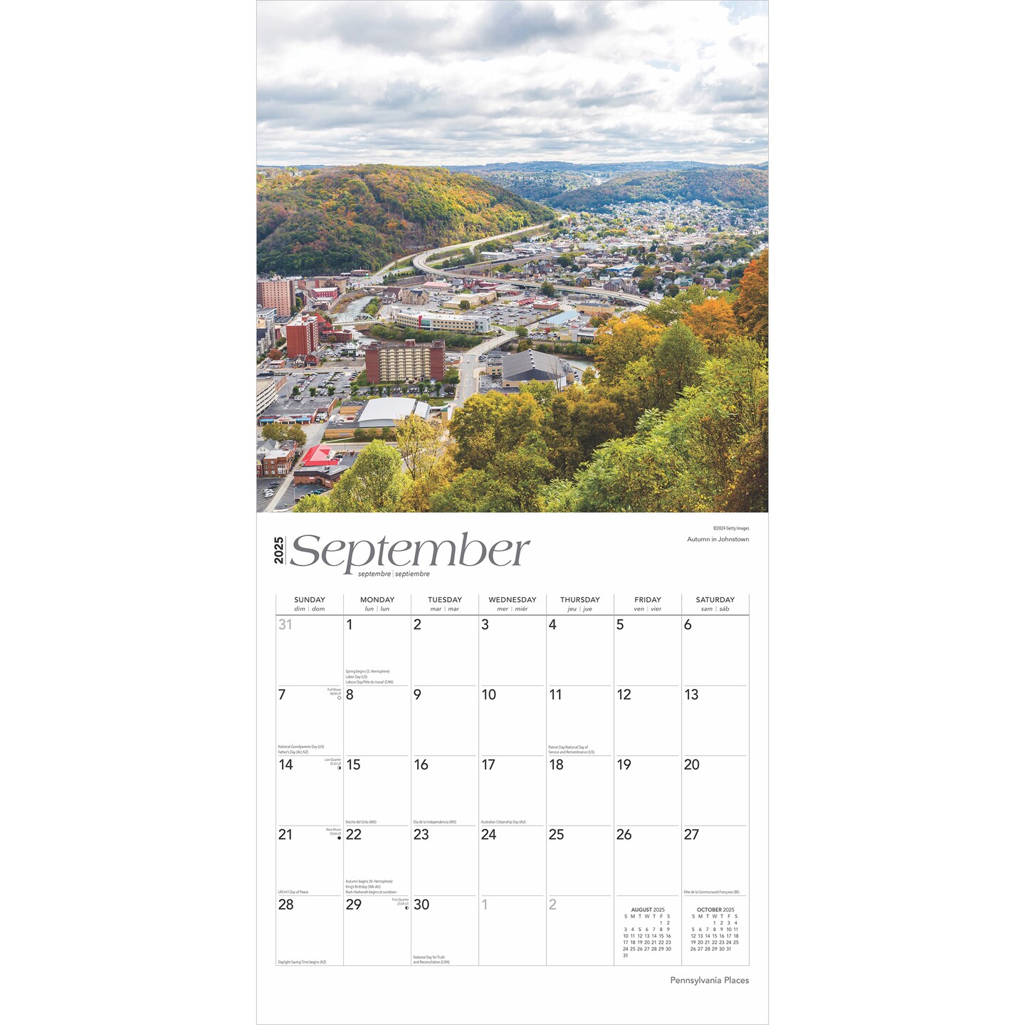 Pennsylvania Places | 2025 12 x 24 Inch Monthly Square Wall Calendar | Plastic-Free | BrownTrout | USA United States of America Northeast State Nature