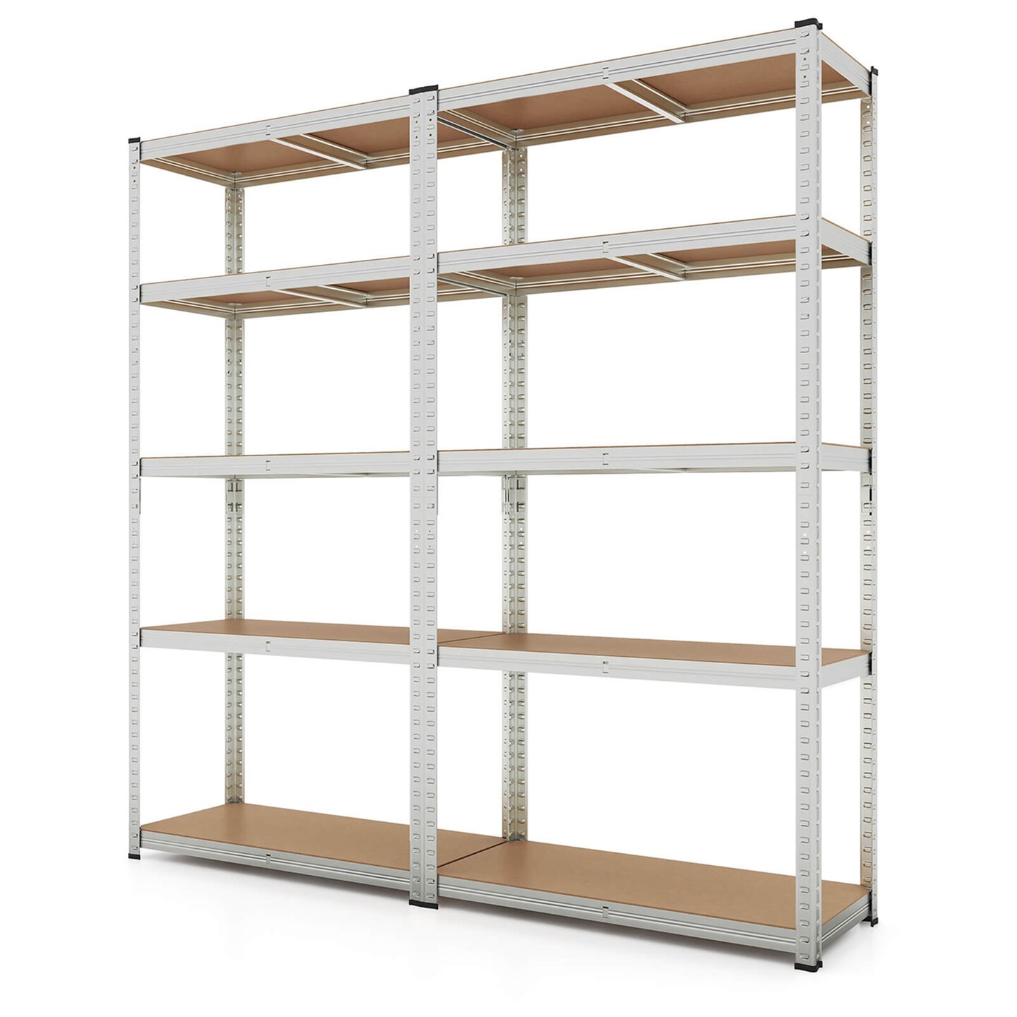 Costway 2 PCS 5 Tier Adjustable Garage Shelving Unit with 2000 lbs Max Load for Warehouse Black/Grey/Blue/Silver