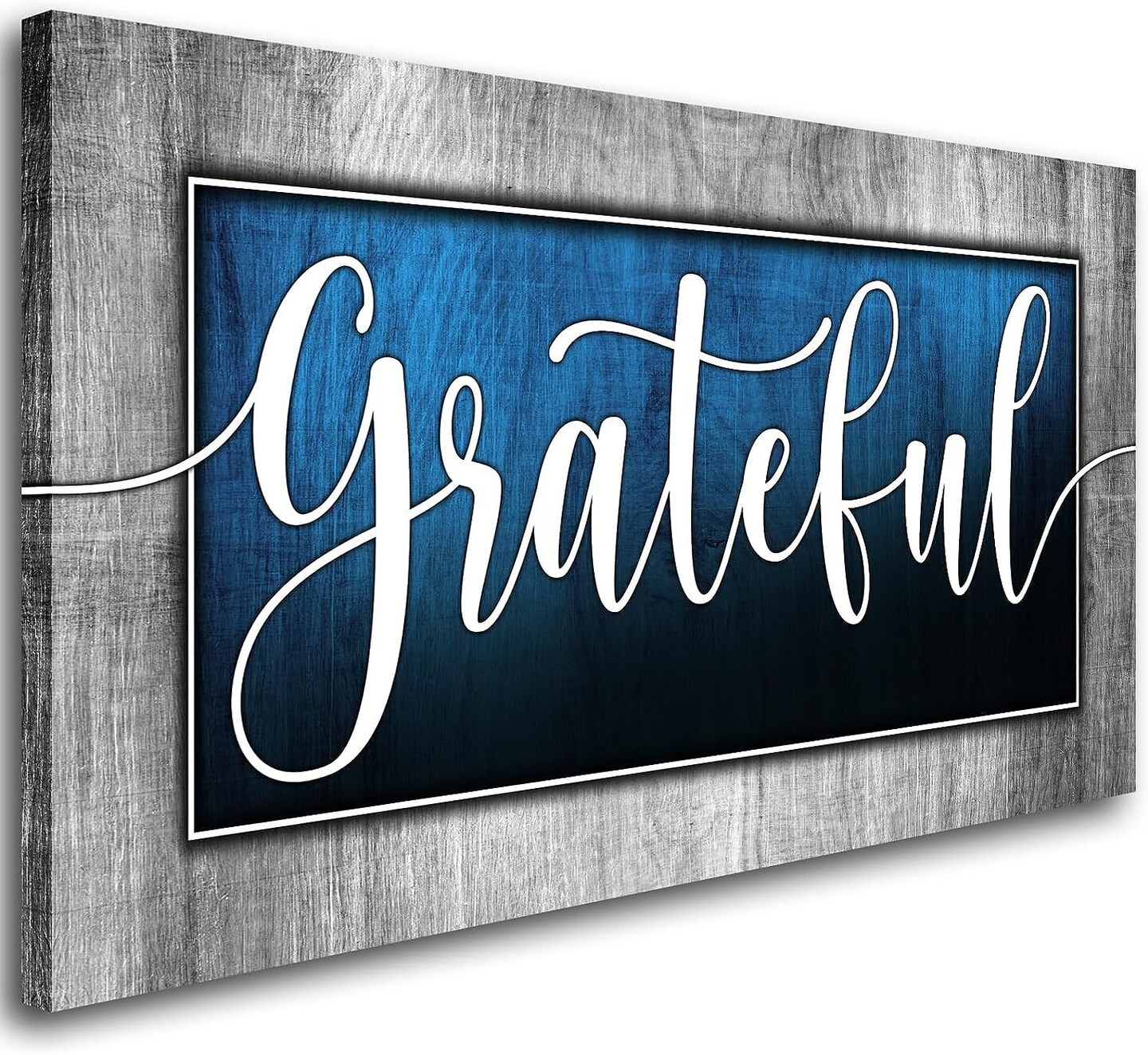 Inspirational Quotes Wall Art for Living Room|Grateful Signs for Home Decor|Grateful Wall Decor|Blue Family Canvas Print Poster Painting Picture Artwork,Bedroom Dining Room Wall Decor 20&#x22;x40&#x22;