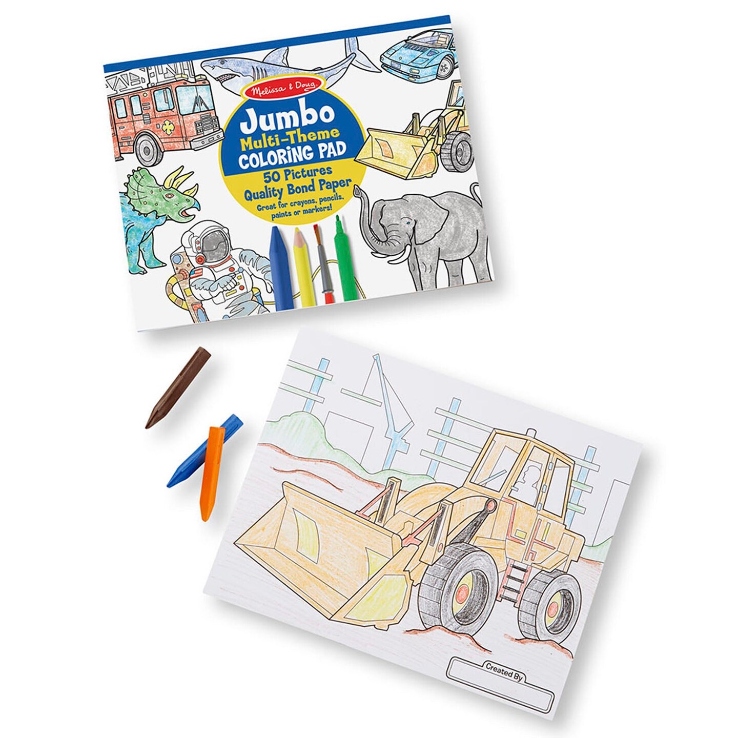 Jumbo 50-Page Kids&#x27; Coloring Pad - Space, Sharks, Sports, and More