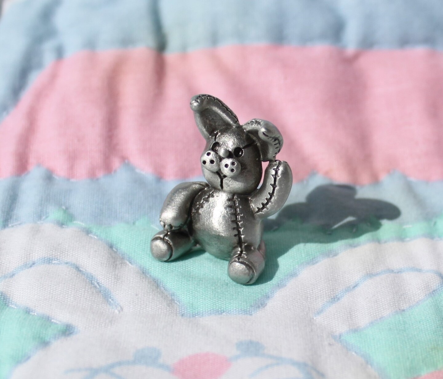 Lead Free Pewter Stuffed Animal Rabbit Figurine Metal Bunnie