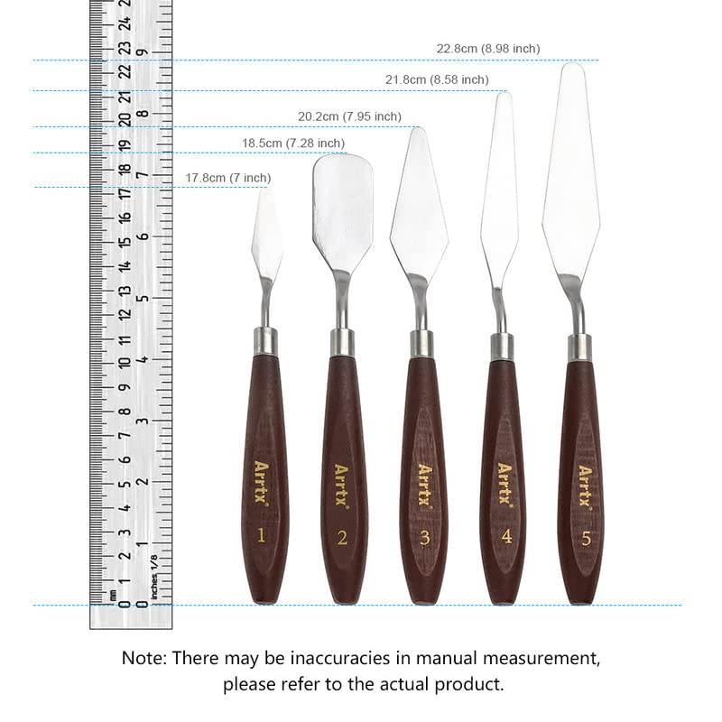 5 Pieces Painting Knives Stainless Steel Spatula Palette Knife Oil Painting Accessories Color Mixing Set for Oil, Canvas, Acrylic Painting Lightwish