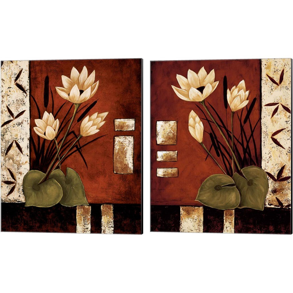 Lotus Silhouette by Krista Sewell 12&#x22; x 15&#x22; Canvas Wall Art (Set of 2)